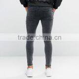 Slim Fit Straight Cut Knee Ripped Acid Wash Jeans Trousers for Men thumbnail-2