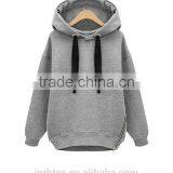 Women 100% Polyester Plain no Design Hoodies With Zipper thumbnail-2