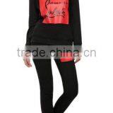 Women Printed Hoodie Pants Suit Two Piece Gtm Tracksuit Set With Fleece thumbnail-1