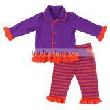 Children Pyjamas 100% Cotton Toddler Girls Ruffle Stripe Kids Halloween Pajamas thumbnail-6