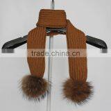 Myfur Children Size Knitted Wool Scarf With Detachable Real Raccoon Fur Balls thumbnail-2