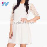 Latest Casual Wear Fashion For Women Smart Midi Lace Half Sleeve Dress A Line Chiffon Dress thumbnail-2