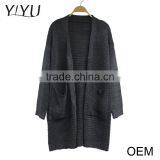 Cheap European Style Women Grey Long Sleeve Open Collar Cardigan Sweater thumbnail-1