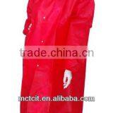 Elegant Ladies Red Disposable Lab Coat With Shirt Collar & Elastic Cuff