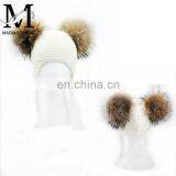 2017 Hot Selling Cheap Cute Winter Hat Two Poms Beanie Baby Girls Pink Fur Hat thumbnail-6