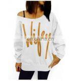 Online Shopping Clothes Women Cotton Jersey Long Sleeve Big Collar Casual Tshirt With Logo Printed thumbnail-3