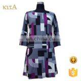 Women Fashion Middle Length Sleeve Contrast Color Geometry Print Dress thumbnail-1