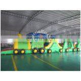Green Train Inflatable Obstacle Course, Inflatable Sport Game With CE Certification