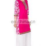 Wholesaler Indian Style Kurti Back Printed and Front Solid Border on Yoke & Bottom of Kurti thumbnail-5