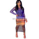 LAITE D2199 Autumn&winter See-through Maxi Casual Dresses Women Fashion Printed Sexy Dresses thumbnail-2