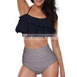 2019 New Sexy Women Bikini Set Mujer Ruffle Floral Printed Swimsuit Push Up High Waist Bikini Biquinis Brazilian Swimwear Summer thumbnail-6