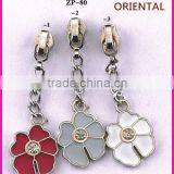 Newest Metal Zipper Pullers Button With a Enamel Flower-shape&a Diamond thumbnail-1