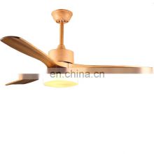 Best Selling Low Price Copper Motor Natural Wood Color Change 3 solid wooden Blades Led Ceiling Fan Light
