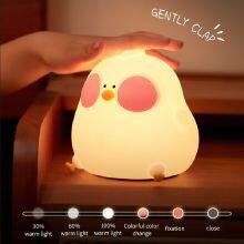 Led Cute Colorful Chicken Silicone Nursery Night Light Rechargeable Table Lamp Bedside Lamp With Touch Sensor For Bedrooms thumbnail-3