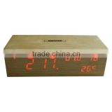 Office Digital LED Wood Clock with Calendar and Touch Function