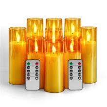 Waterproof Flameless Flickering Candles Battery Operated Outdoor LED Candle With Remote for Home Decor thumbnail-1