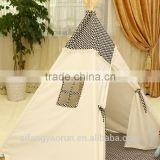 Kids lovely canvas wooden pole indoor solid color kids tent with window