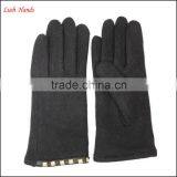 Ladies Simple Woolen Gloves Decorated With Square Metal Buttons for Wholesale thumbnail-2