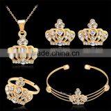 Chic Style 18K Gold Plated Crown Earrings Necklace Ring Bangle Jewelry Set thumbnail-3