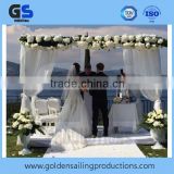 Decorative pipe and drape wedding backdrop, adjustable uprights and crossbar