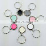 Personalized Vinyl Enamel Disc Filigree Monogram Key Chians thumbnail-2