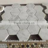Hexagon Whiten Marble Mosaic, Carrara White Marble Stone Mosaic thumbnail-2