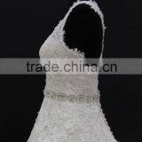 Two Straps Cross Back L.gold/IV Colored A-line 2016 Wedding Dress With Long Train thumbnail-4