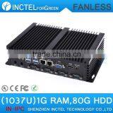 Fanless Industrial pc Ice Thorn Cooling Case Auto Boot Intel Celeron C1037U 1.8G USB 3.0 Dual Gigabit Lan 4 COM 1G RAM 80G HDD