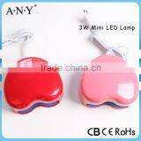 Professional Cheap Mini Red Heart Shape 3W OEM Nail Art Equipment Gel Nail Art Curing Light Lamp Led Nail