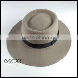Wool Felt Hat Wholesale Blank Wide Brim Grey Pork Pie Fedora Hats thumbnail-2