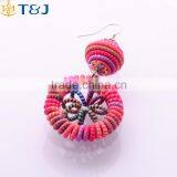 >>>New Design Fine National Style Handmade Woven Big Lantern Colorful Rope Jewelry Fancy Drop Earring/