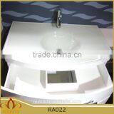New White Elegant PVC Wall Mounted Bathroom Cabinet RA022 With Glass Sink Quality Choice thumbnail-4