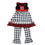 Wholesale 2016 Children Outfit Houndstooth Printed Dress Match Wine Triple Ruffle Pants Clothing Set Baby Girl Fall Clothes thumbnail-5