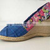 2016 New Style Fashion Shoe Denim Canvas Upper Open Peep Toe Style Platform High Heel Lady Women Sandals Espadrilles Shoes thumbnail-1