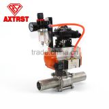 3pc extended welding normal temperature ball valve with pneumatic actuator