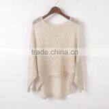 Woman Spring Summer Light Weight Open Hole Knitwear Tops With Sequins thumbnail-1