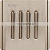 Brushed Champagne 4 Gang 1 Way Slim Button Electric Wall Switch
