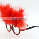 No.1 yiwu exporting commission agent wanted Wholesale crazy red feather party eye glasses