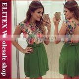 2015 wholesale hot fashion sexy dress green flower backless skirt
