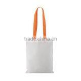 High Quality Portable Reusable White Shopping Bag With Colorful Handle thumbnail-6