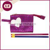 Fancy Flat Glitter Pencil Bag, With Heart Glitter Pencil Bag, Shinning Pencil Bag thumbnail-1
