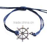 Vintage Love Letter Heart Evil Eye Rudder Charms Bracelet Adjustable Customized Charm Wax Cord Bracelet thumbnail-5