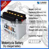 12V motorcycle battery, 12N7-4B /12v 5ah motorcycle battery