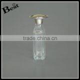 80ml China Classical High Quality French Square Glass Bottle Cosmetic Perfume Clear Bottle Glass Light Gold Aluminum Cap thumbnail-2