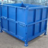 OEM Foldable Steel Pallet Box Powder Coated With Stacking Feet