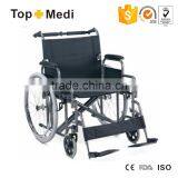 TOPMEDI Guangzhou Foldable 24'' Seat Width Steel Wheelchair With Swing Away Footrest thumbnail-1