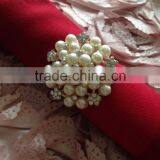 Silver Luxury Pearl & Rhinestone Napkin Ring For Wedding Candlelight Dinner thumbnail-5