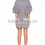 Long Puff Sleeve Wrap Dress Latest Bow Tie Design Fashion Boutique Dress thumbnail-3