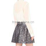 Wholesale Women Curved Hem Long Sleeves Buttoned Cuff Pleated-tie Chiffon Shirt(DQE0098T) thumbnail-3