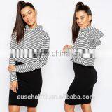 New Style Lady Bulk Stripe Cropped Sweatshirts Two Colors thumbnail-5